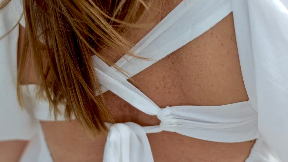 Lunar Puff-Short Sleeve Square-Neck Mini Dress.